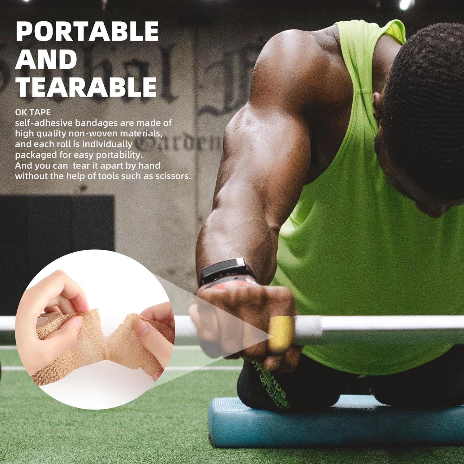 Venda Cohesiva Autoadhesiva OK TAPE 24 Rollos 2.5 cm x 4.5 m Beige