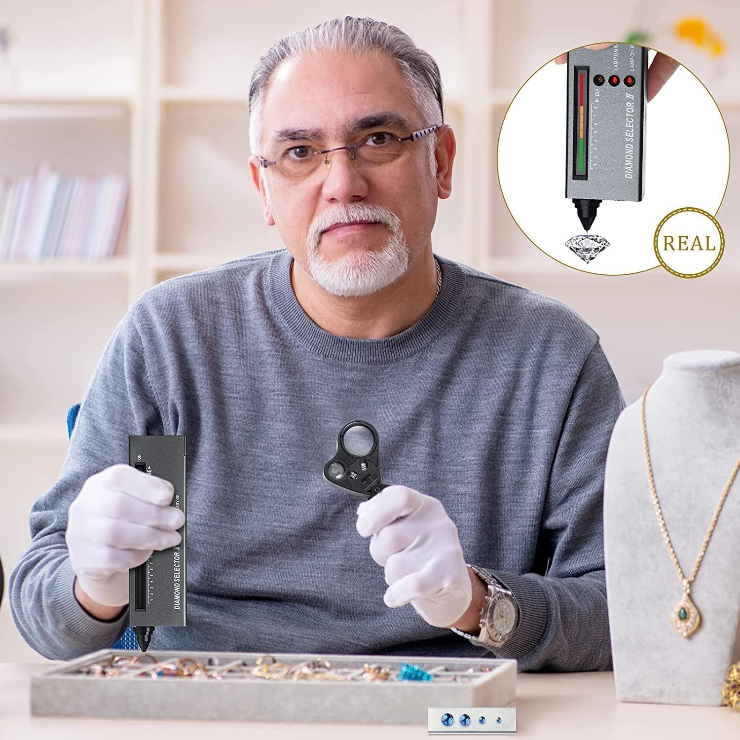 Probador de Diamantes UVER + Lupa Iluminada 30X60 Mini