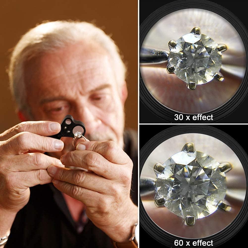 Probador de Diamantes UVER + Lupa Iluminada 30X60 Mini