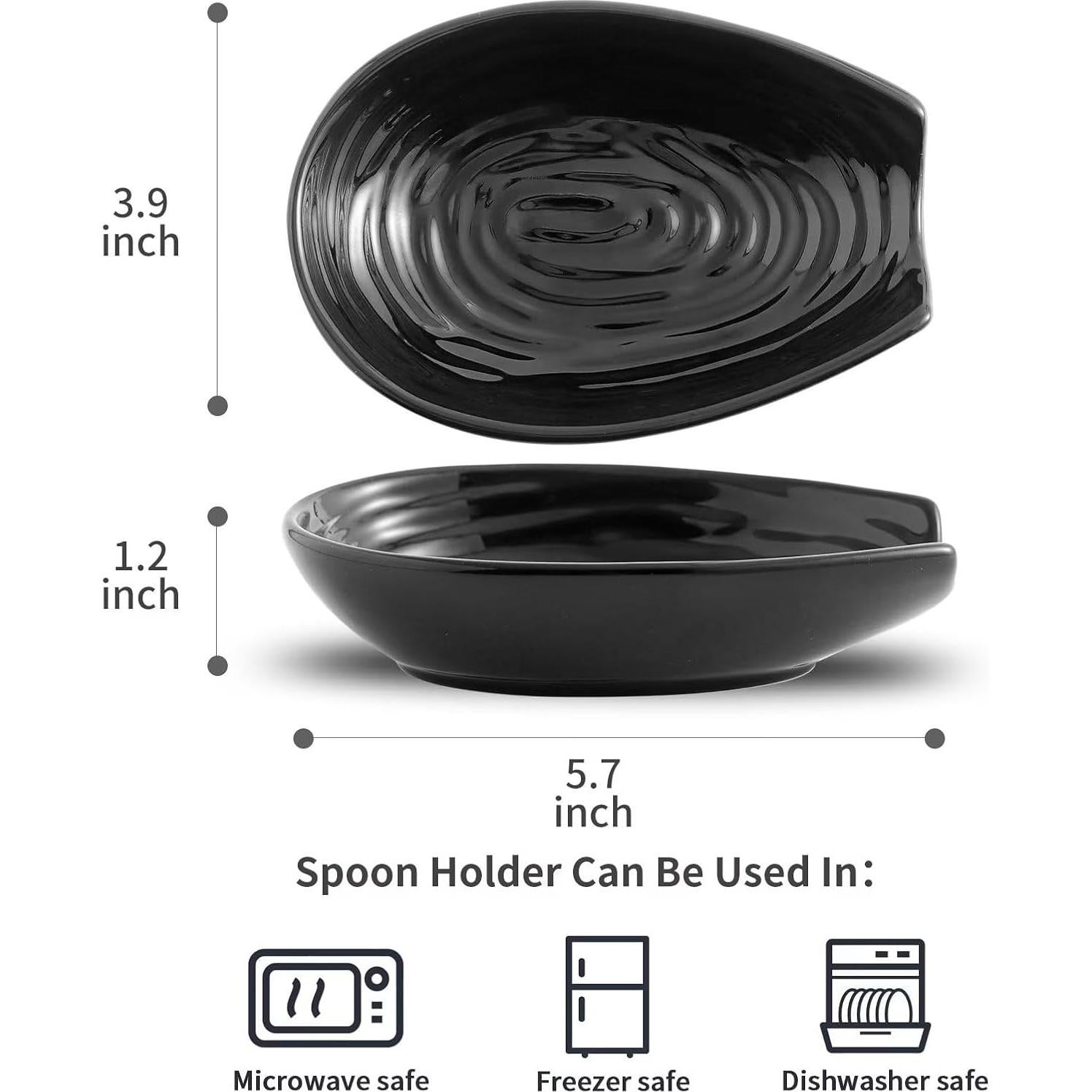Soporte para Cuchara Hasense de Cerámica Negro 14.5x10.2cm