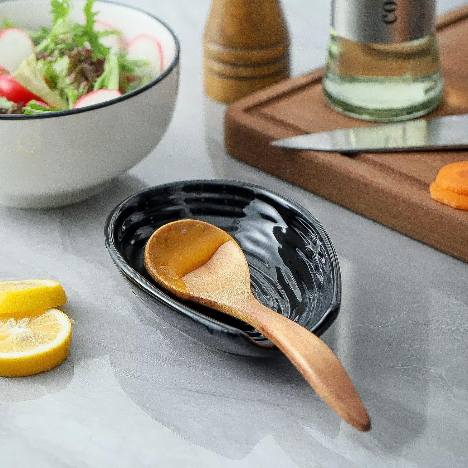 Soporte para Cuchara Hasense de Cerámica Negro 14.5x10.2cm