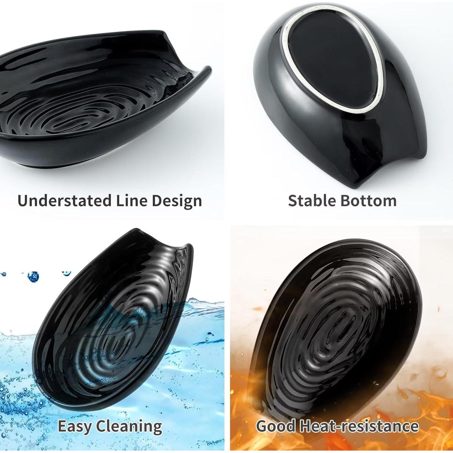 Soporte para Cuchara Hasense de Cerámica Negro 14.5x10.2cm