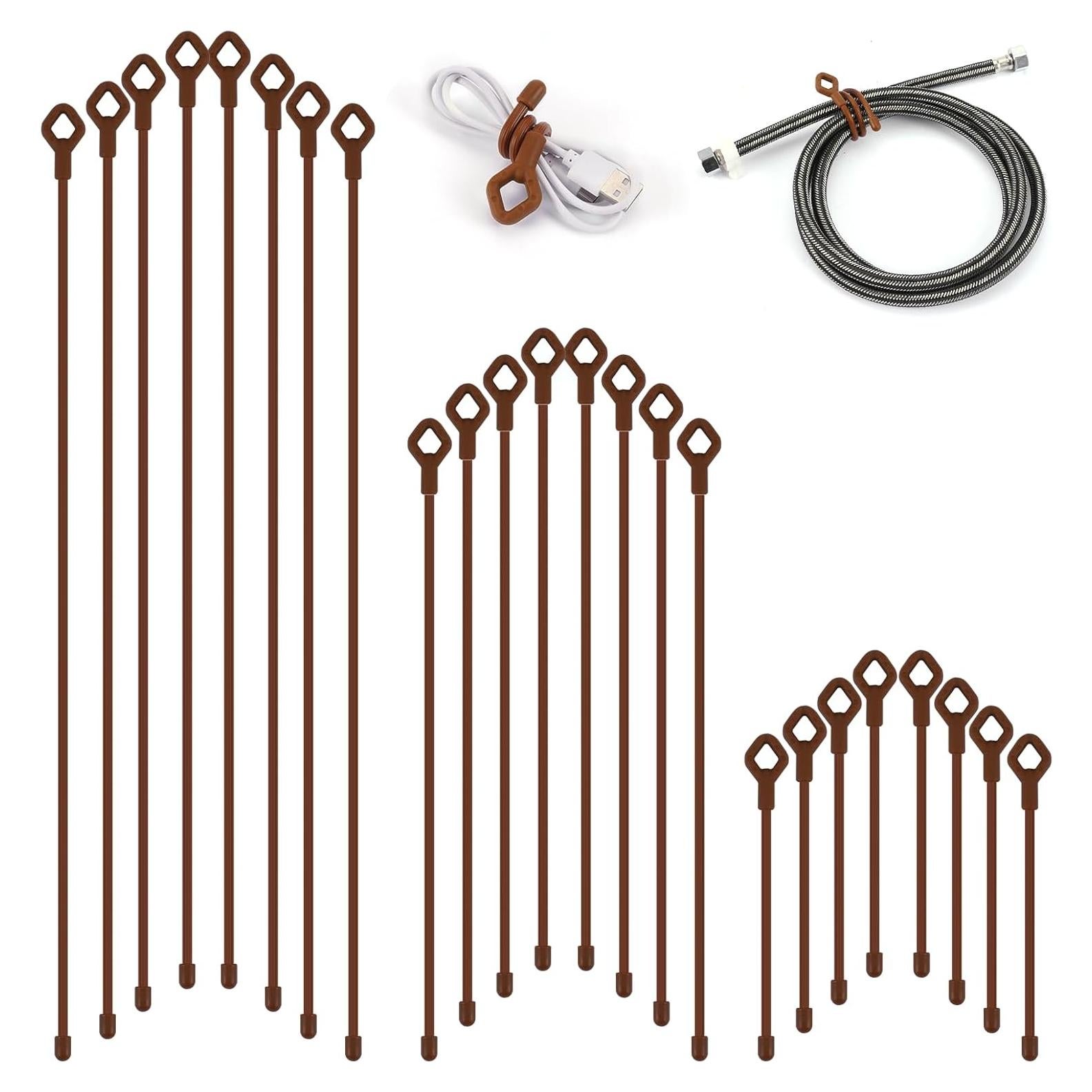 Ataduras de Torcer OCTOXEQA 24PK Silicona Marrón 15-45cm