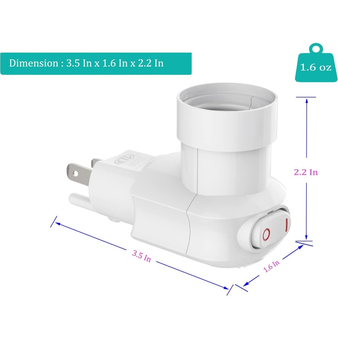 Adaptador de Enchufe Rotatable 360° Borju, Blanco, 60W