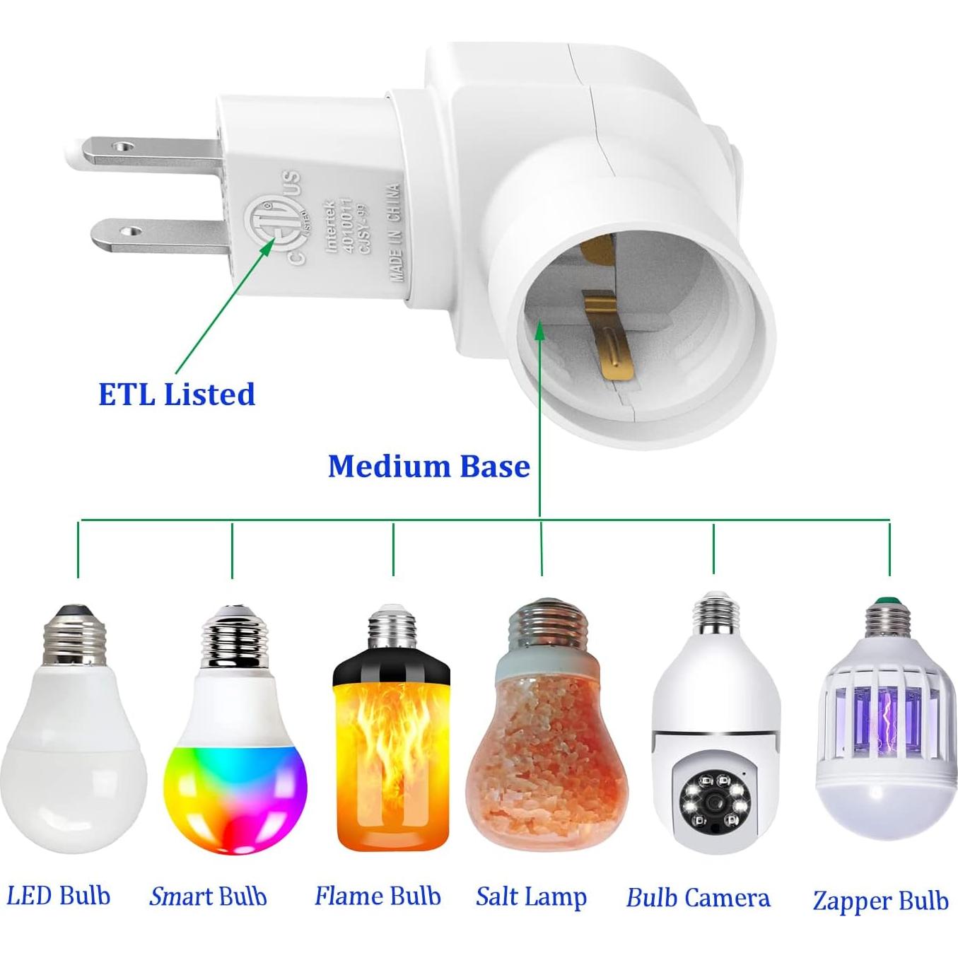 Adaptador de Enchufe Rotatable 360° Borju, Blanco, 60W
