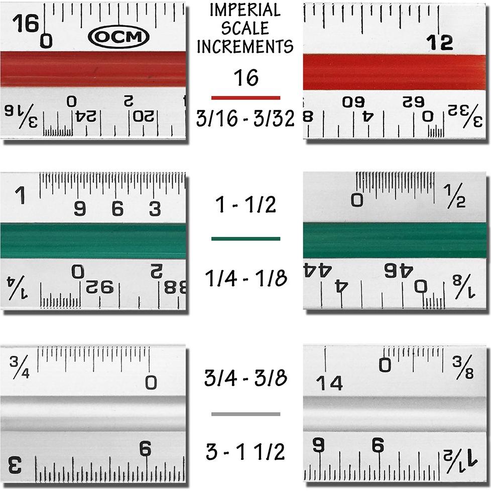 Regla de Escala Arquitectónica OCM de Aluminio 30.48 cm
