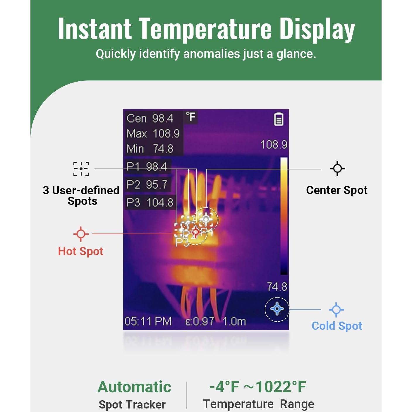 Cámara Térmica HSFTOOLS HF256, 256x192, LCD 3.2", 16GB