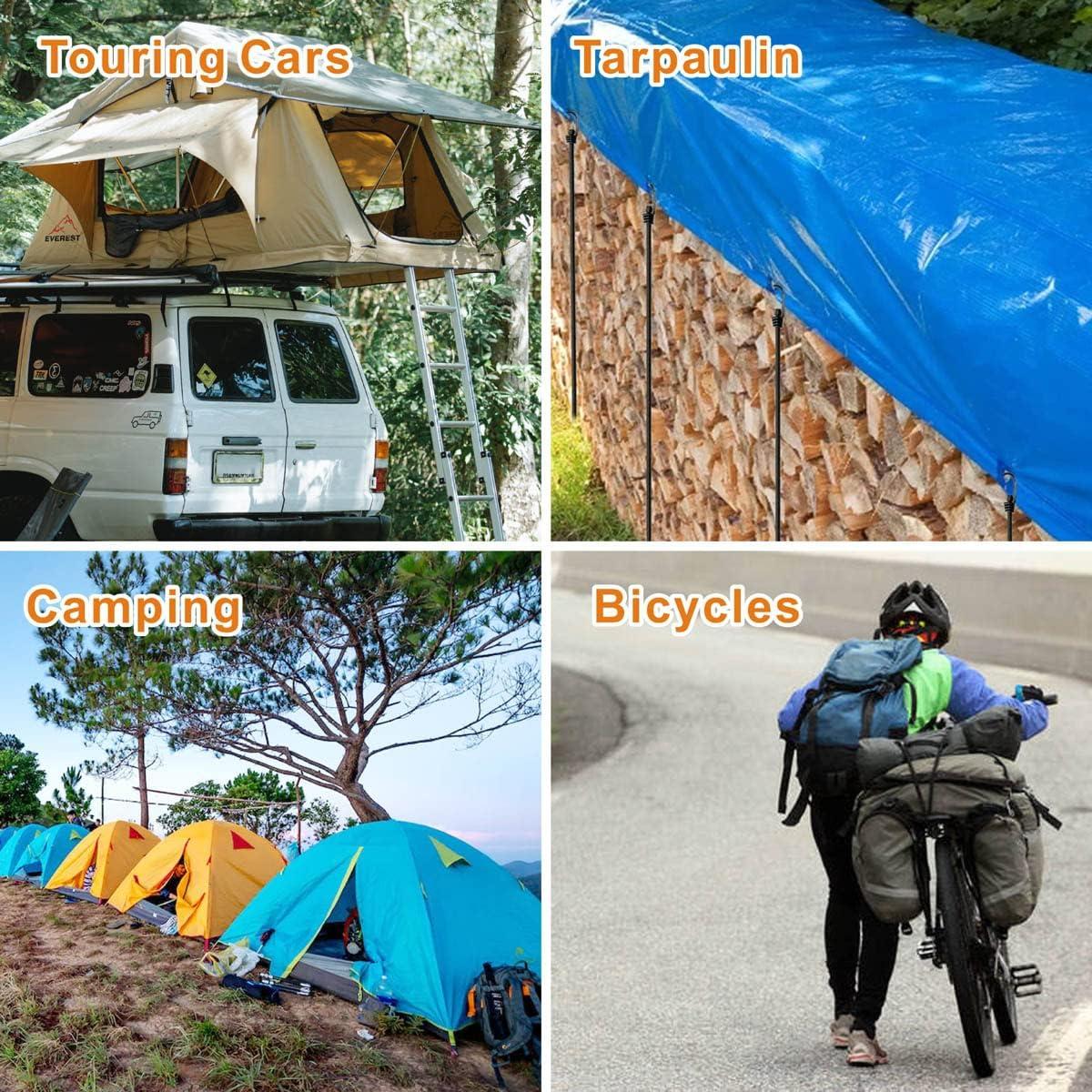 Cuerdas Bungee BEXSLE 61cm 4Pcs Alta Resistencia Negro