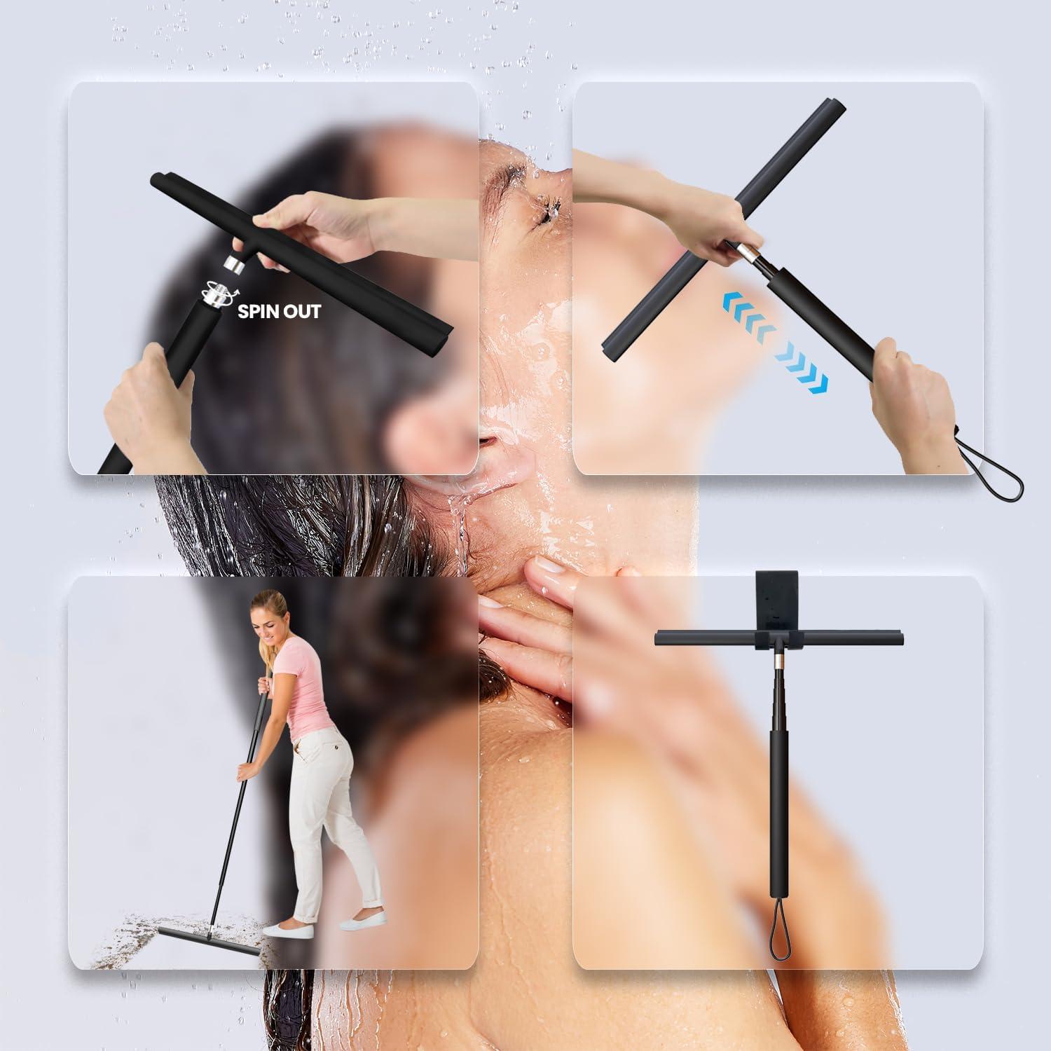 Limpiaparabrisas de Ducha Telescópico LORESJOY 120 cm Negro