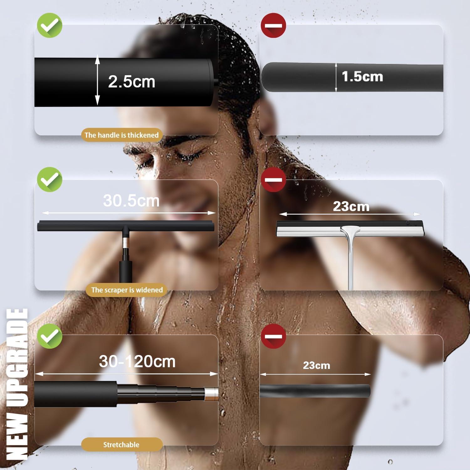 Limpiaparabrisas de Ducha Telescópico LORESJOY 120 cm Negro