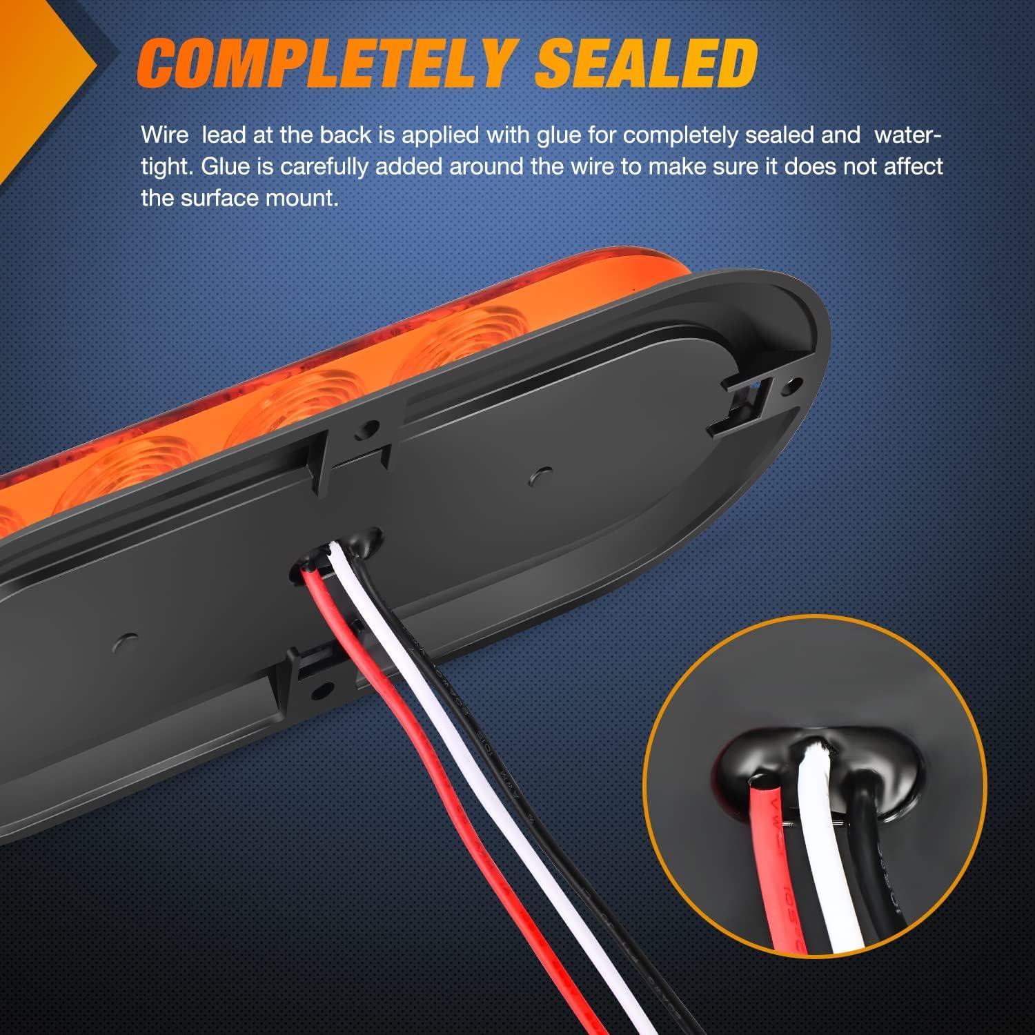 Luces LED Traseras Ovaladas Nilight 6" Ámbar 2 Pcs Impermeables