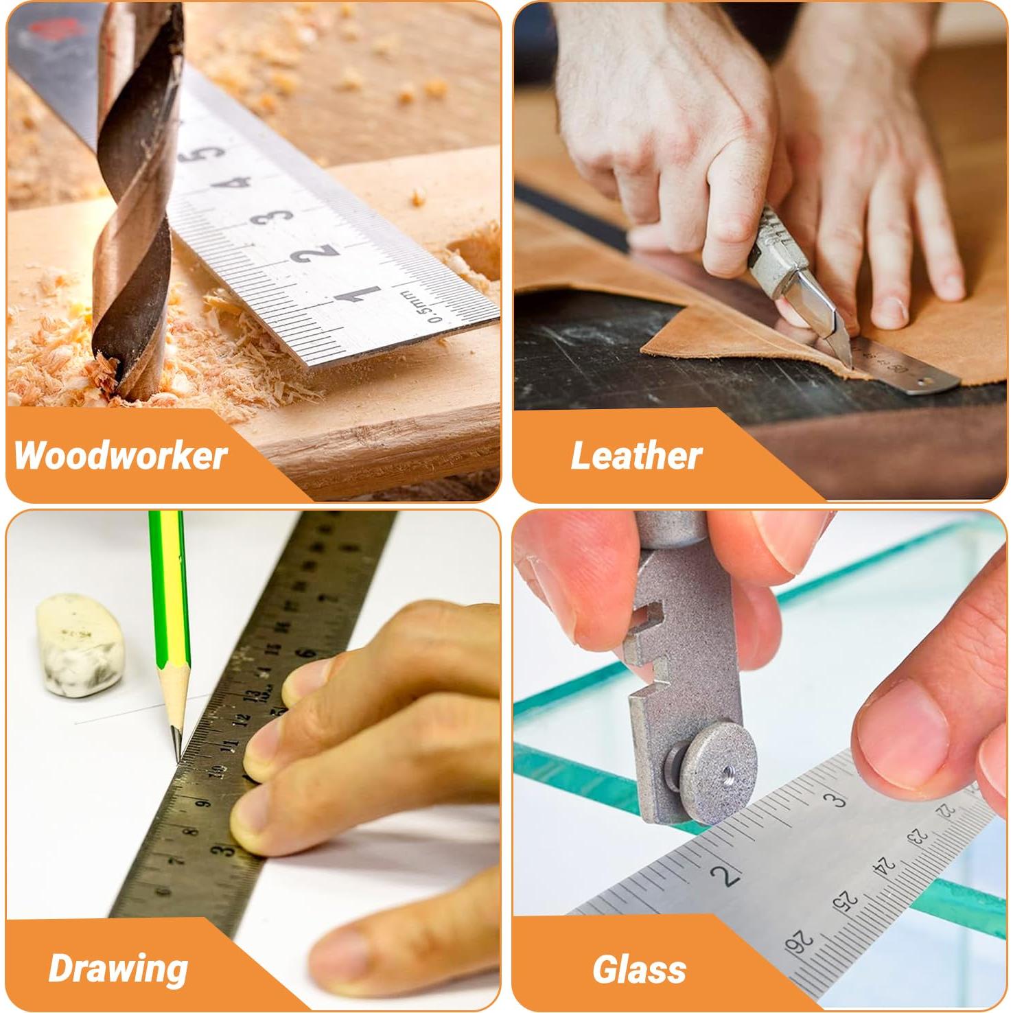 Regla de Acero Inoxidable Herald 30.5 cm Antideslizante