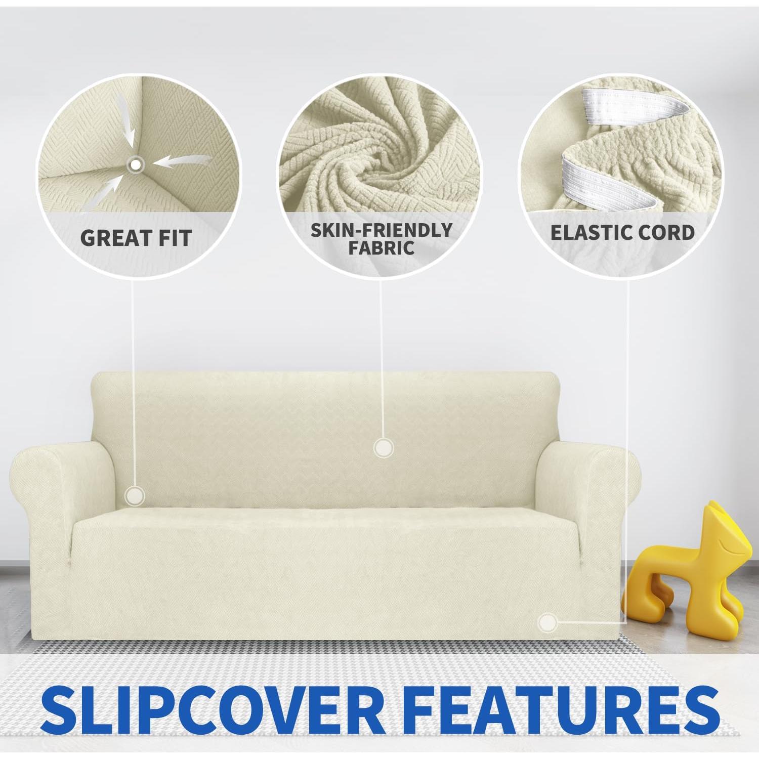 Funda de Sofá MAXIJIN Grande Beige Patrón Diamante