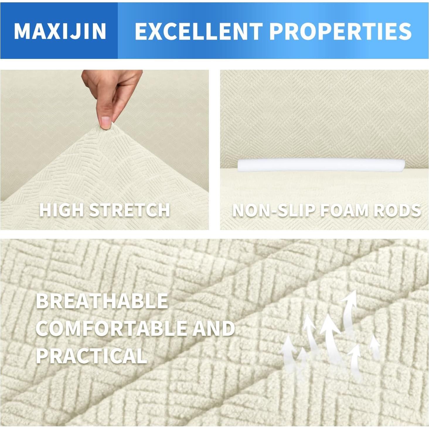 Funda de Sofá MAXIJIN Grande Beige Patrón Diamante