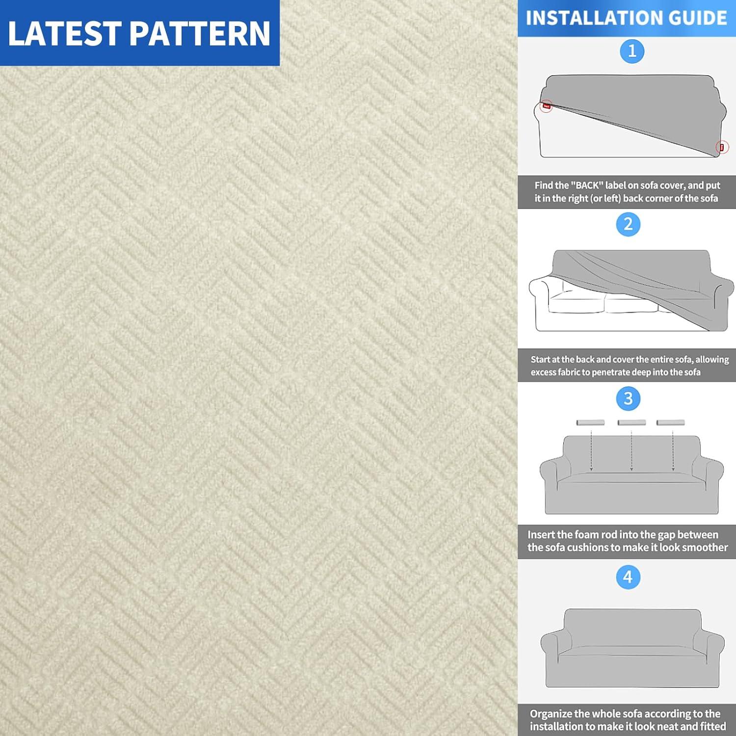 Funda de Sofá MAXIJIN Grande Beige Patrón Diamante