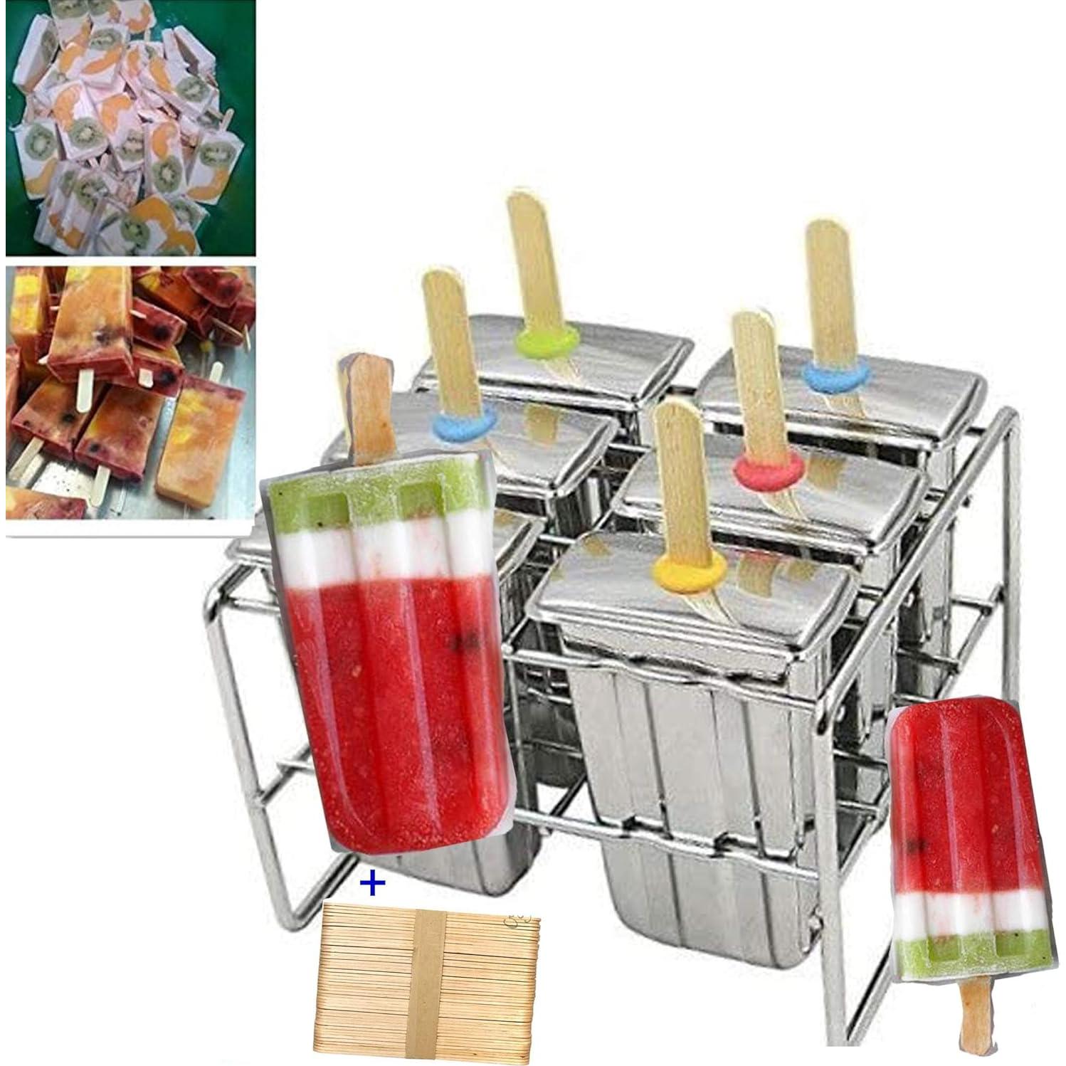 Moldes de Paletas de Acero Inoxidable Pizety - 6 Cavidades 100ml