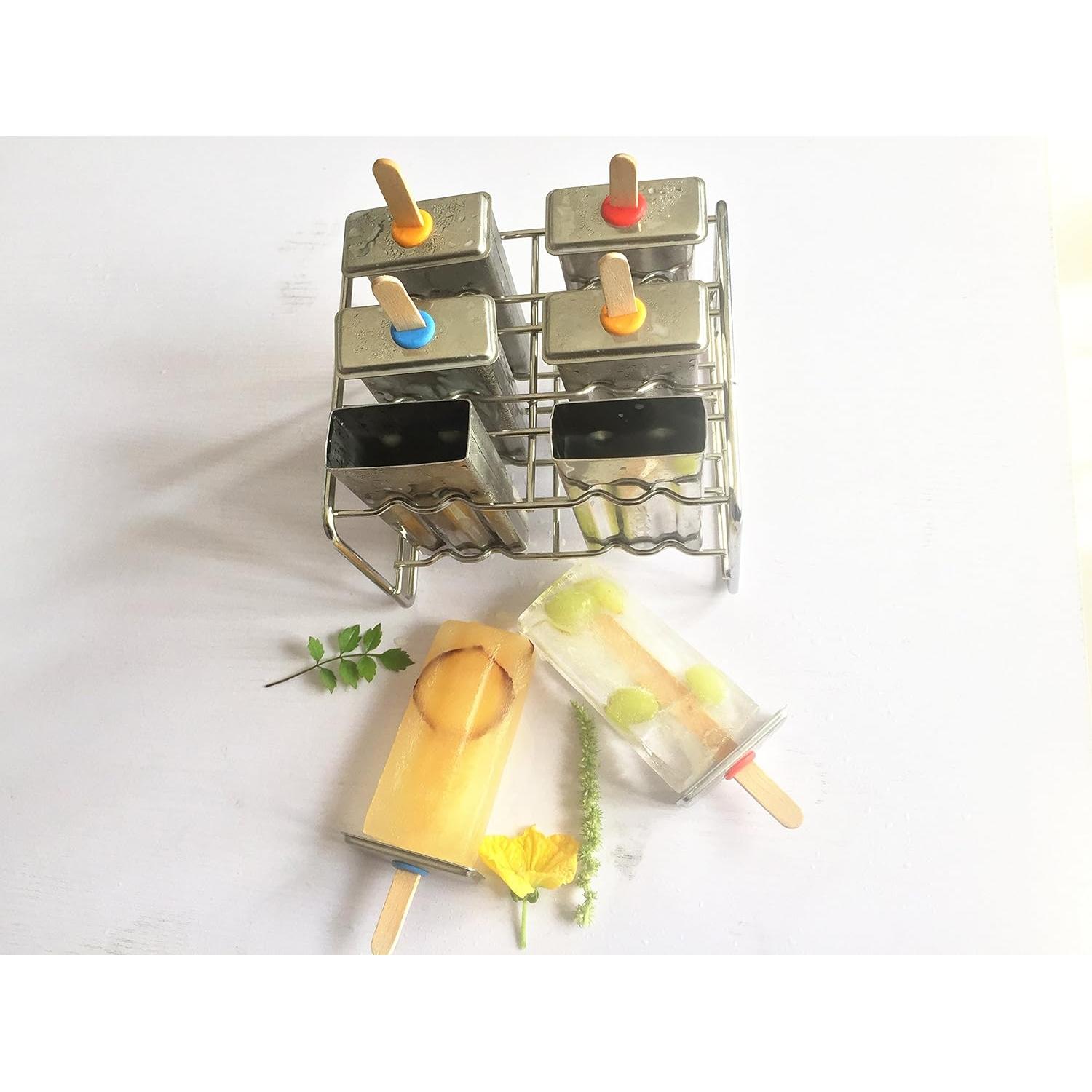 Moldes de Paletas de Acero Inoxidable Pizety - 6 Cavidades 100ml