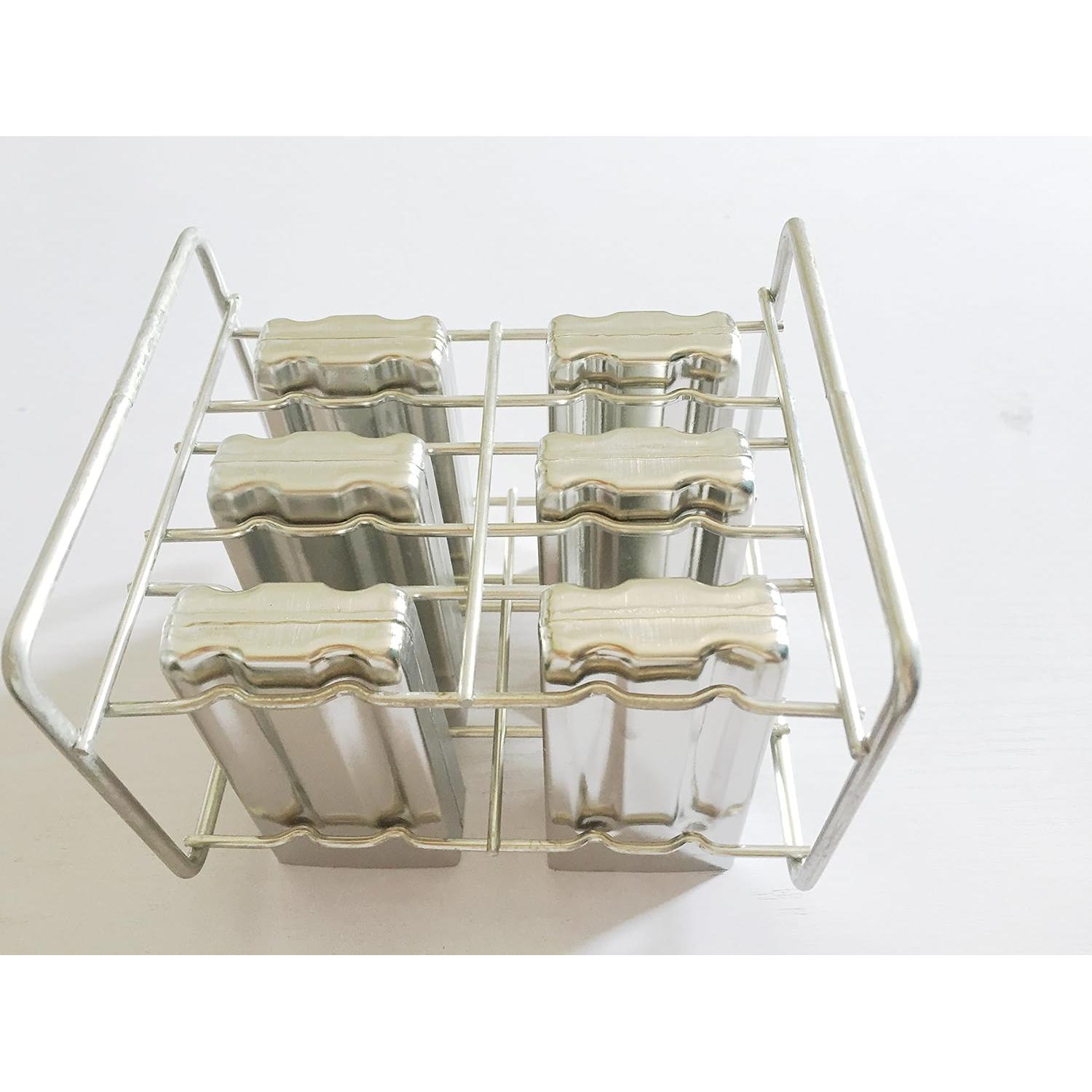 Moldes de Paletas de Acero Inoxidable Pizety - 6 Cavidades 100ml