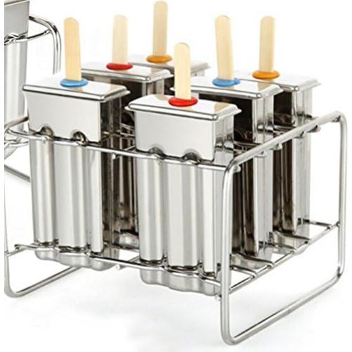 Moldes de Paletas de Acero Inoxidable Pizety - 6 Cavidades 100ml