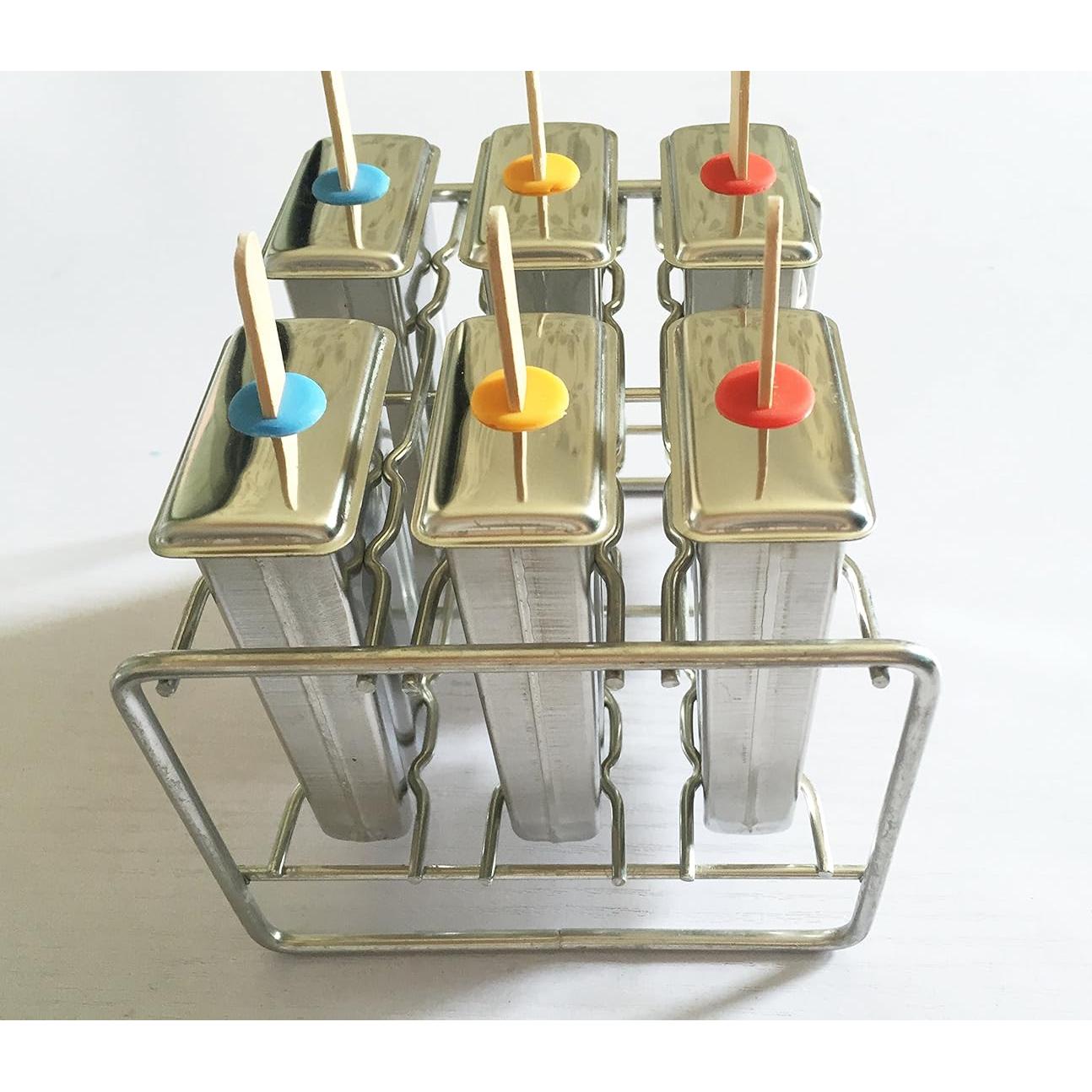 Moldes de Paletas de Acero Inoxidable Pizety - 6 Cavidades 100ml