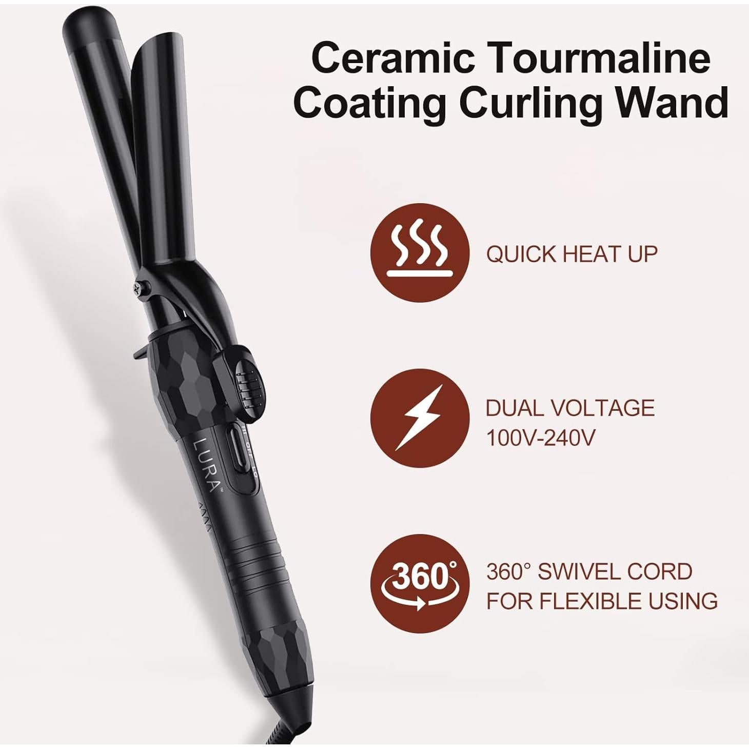 Rizador de Cabello LURA 1 Pulgada Cerámica 160/210°C