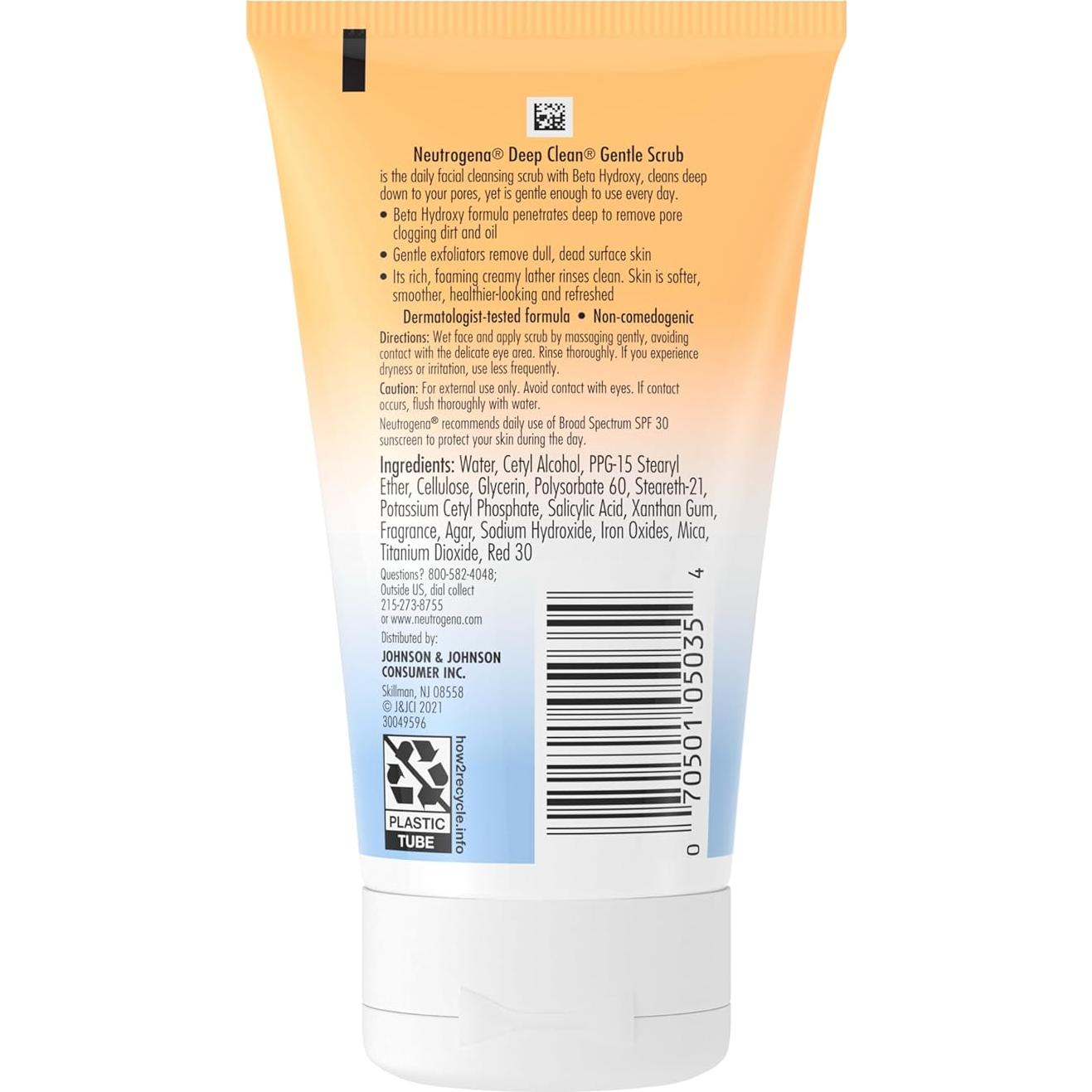 Neutrogena Exfoliante Facial Suave Diario 124 ml Sin Aceite