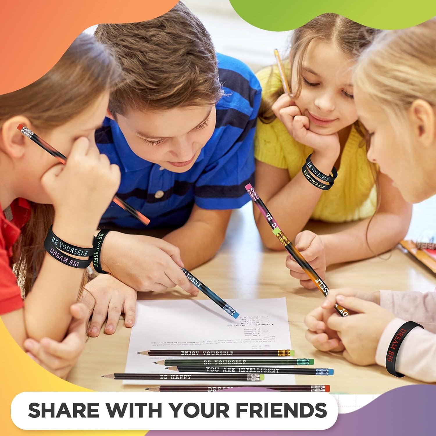 Lápices y Pulseras Motivacionales Sabary 48 Pcs Regalo