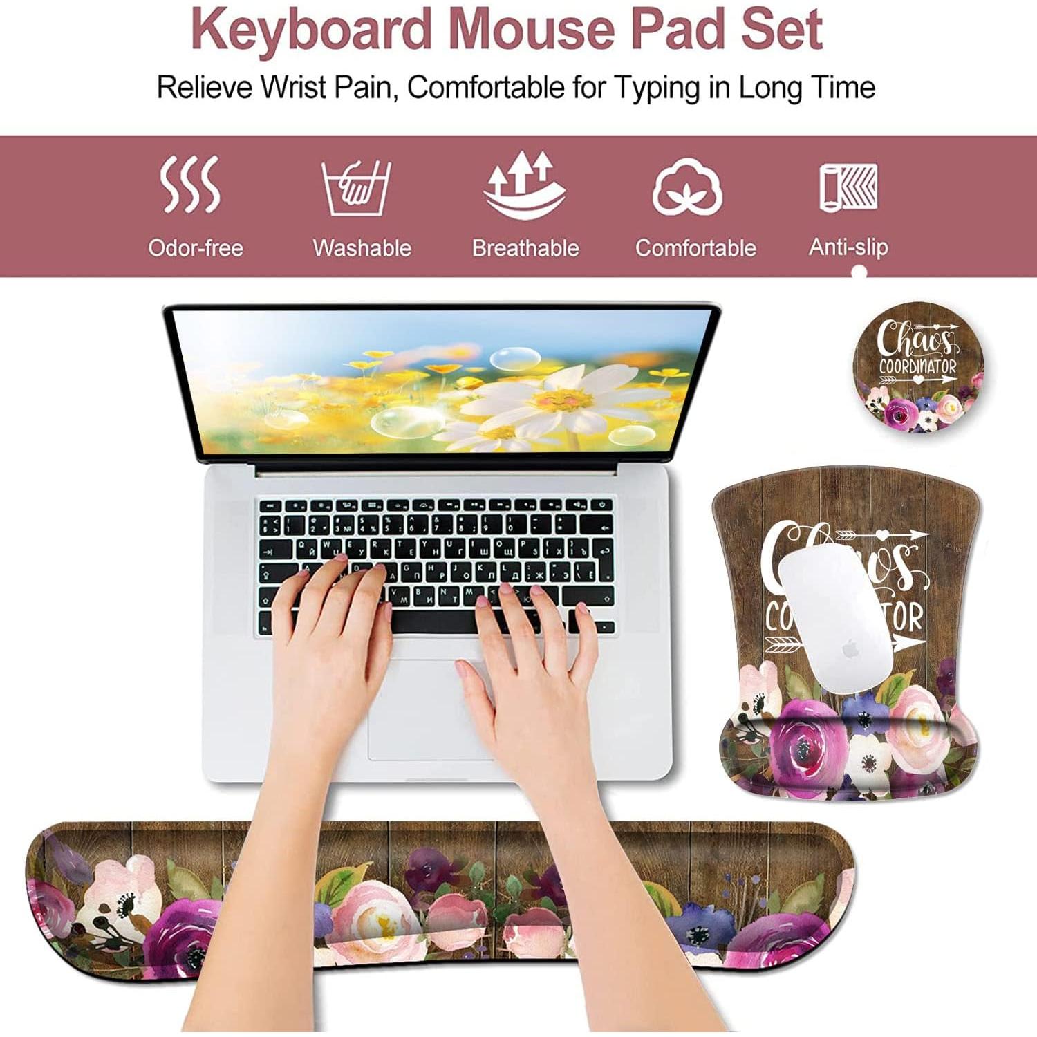 Protector de Muñeca y Reposamuñecas JV Floral Ergonómico