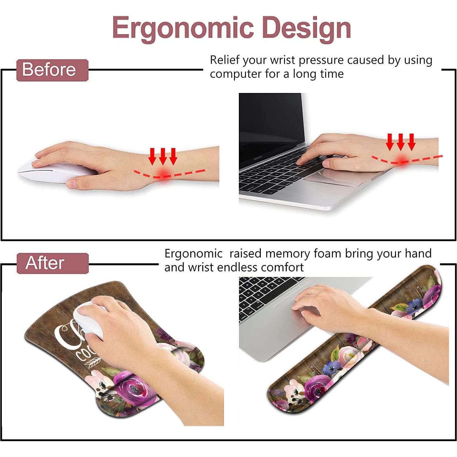 Protector de Muñeca y Reposamuñecas JV Floral Ergonómico