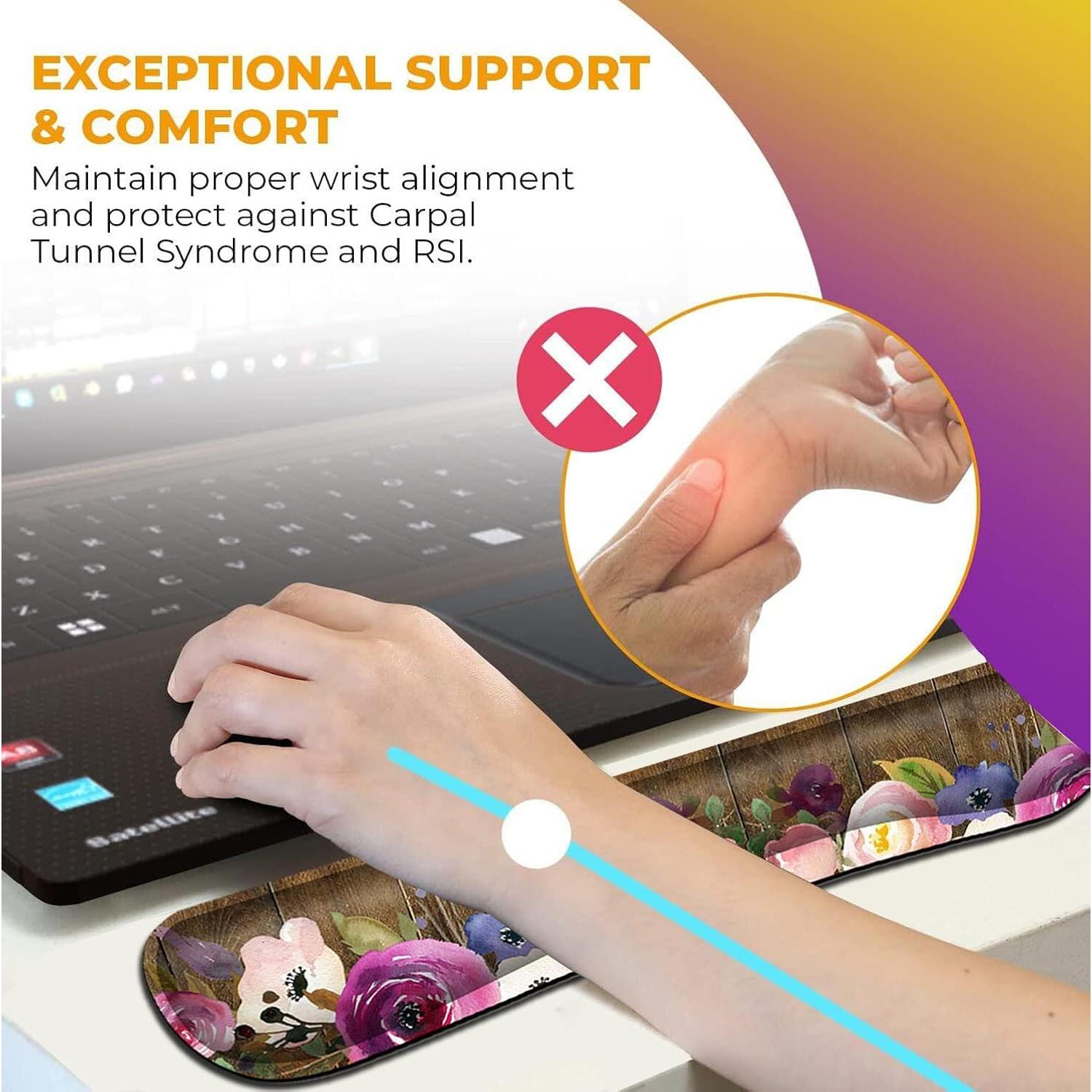 Protector de Muñeca y Reposamuñecas JV Floral Ergonómico