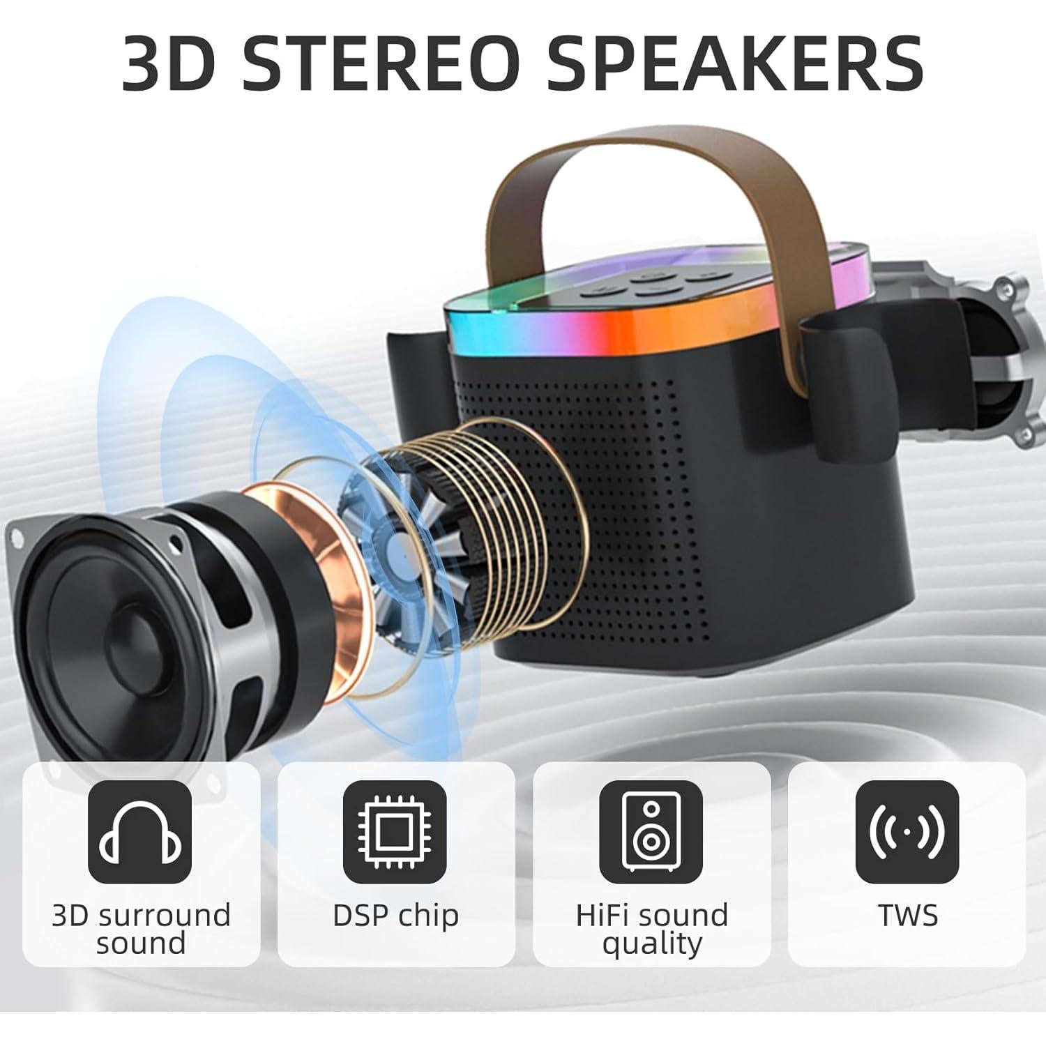 Máquina de Karaoke DRSYXCS con 2 Micrófonos Inalámbricos