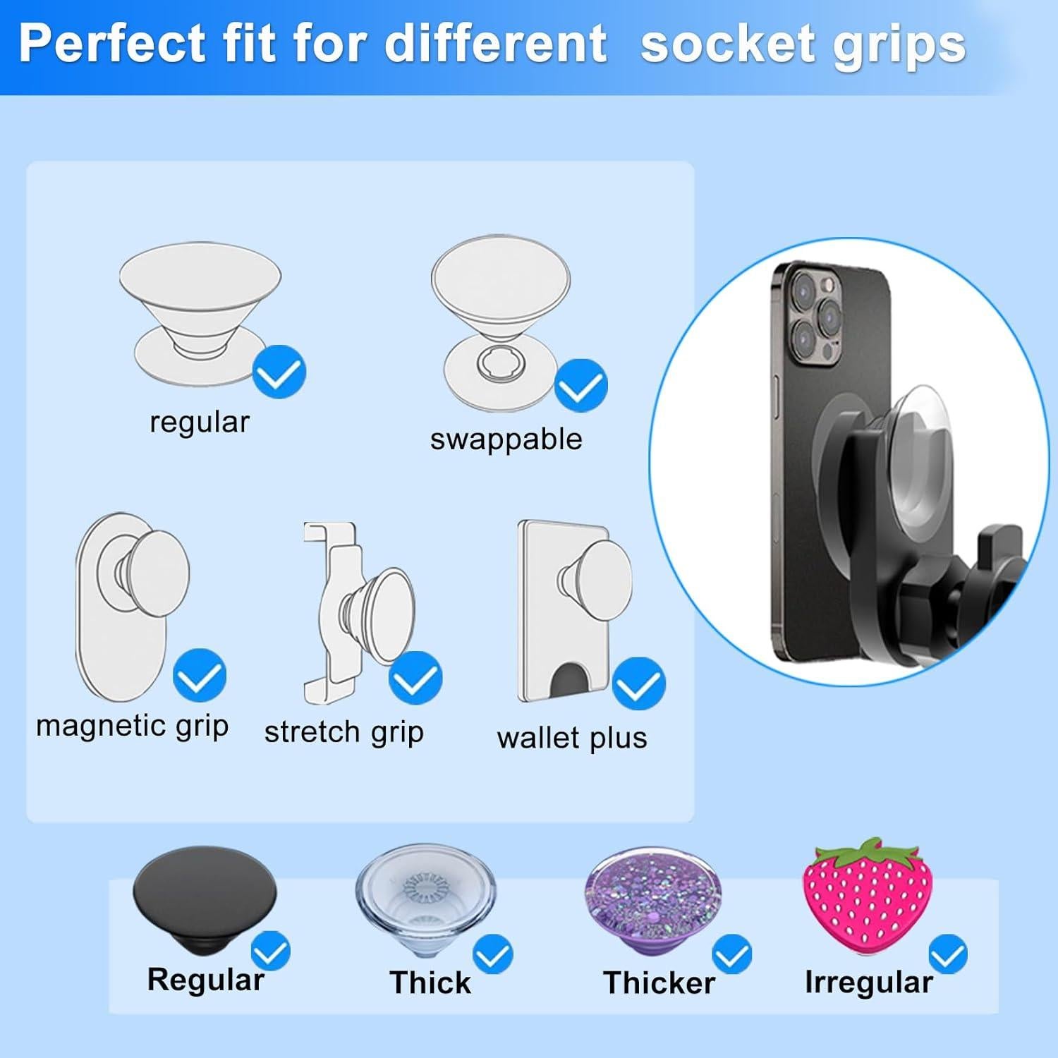 Soporte para teléfono en ranura de CD JIAYUE negro compatible con Pop Socket