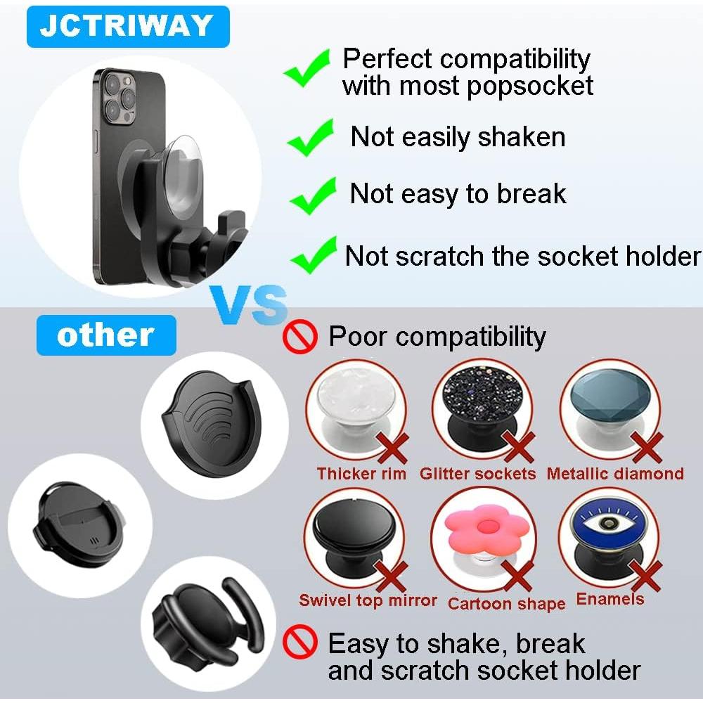 Soporte para teléfono en ranura de CD JIAYUE negro compatible con Pop Socket