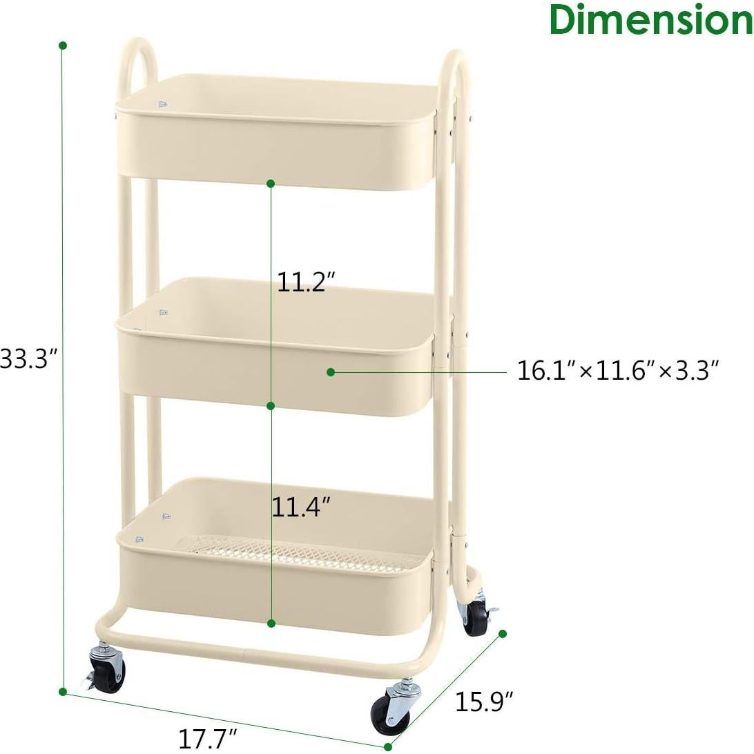 Carro de Utilidad Rodante Melody House 3 Niveles Beige