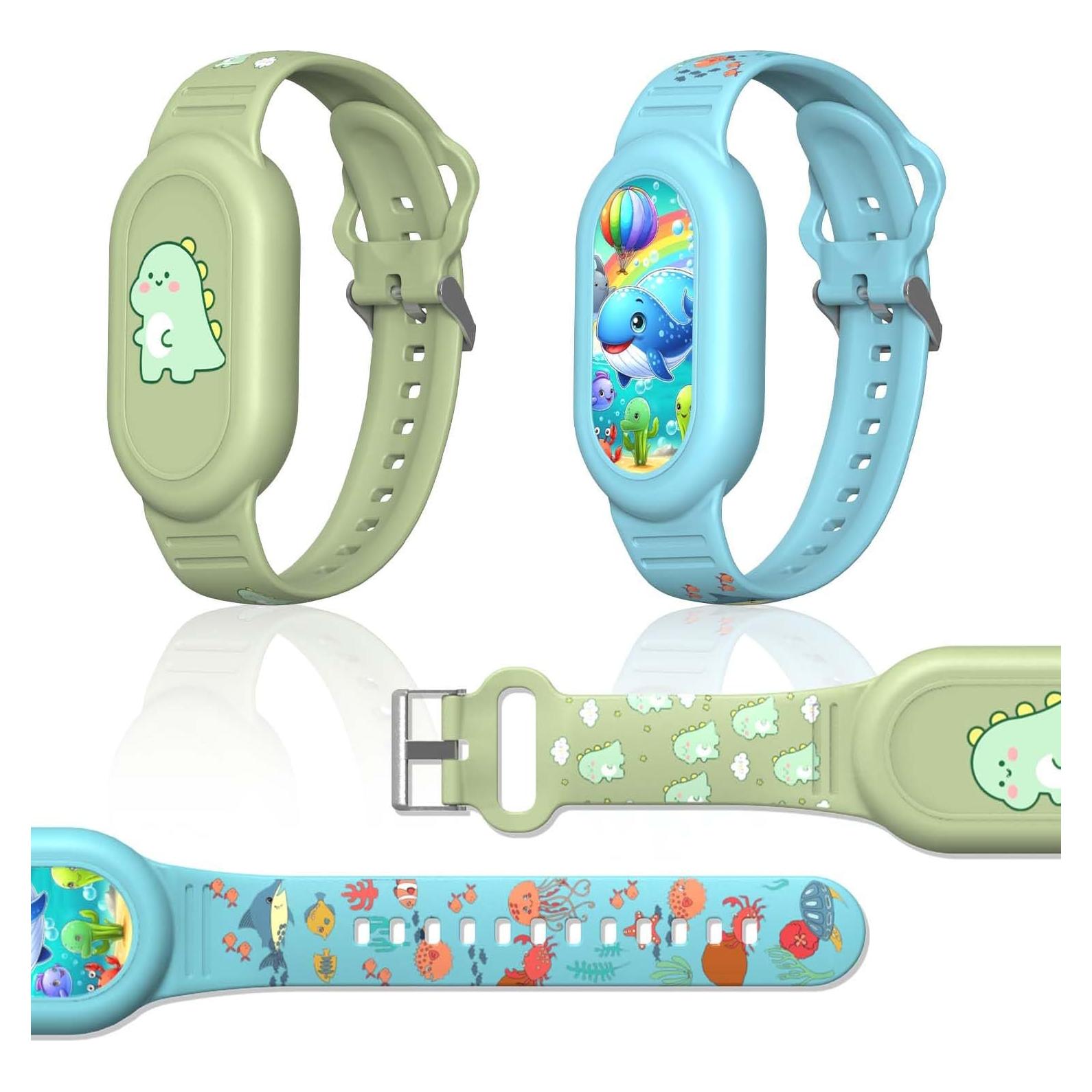 Pulsera de Silicona para Samsung SmartTag 2 - 2 Pack Dinosaurios y Ballenas
