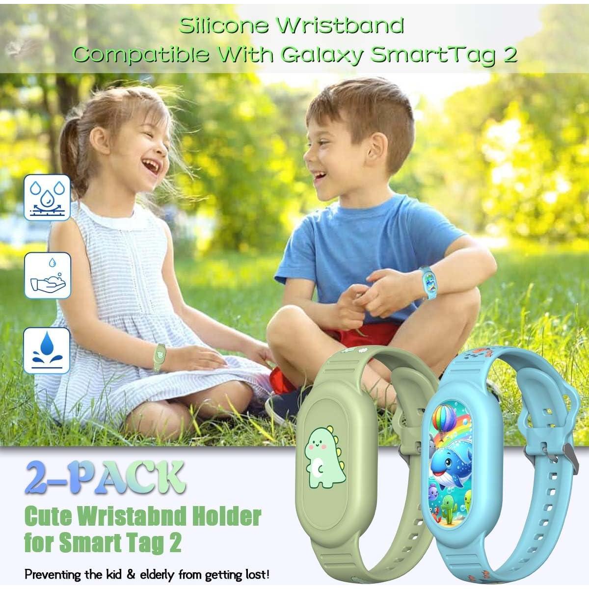 Pulsera de Silicona para Samsung SmartTag 2 - 2 Pack Dinosaurios y Ballenas