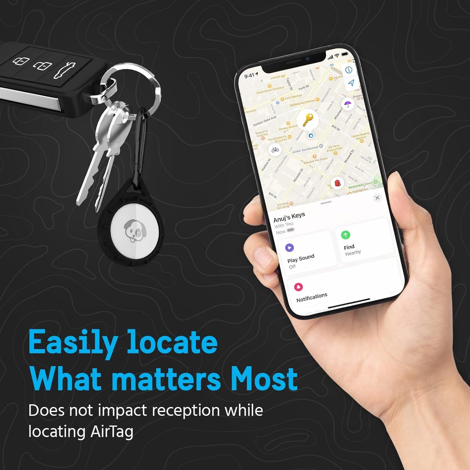 Funda Pelican Protector para Apple AirTag con Clip Carabiner