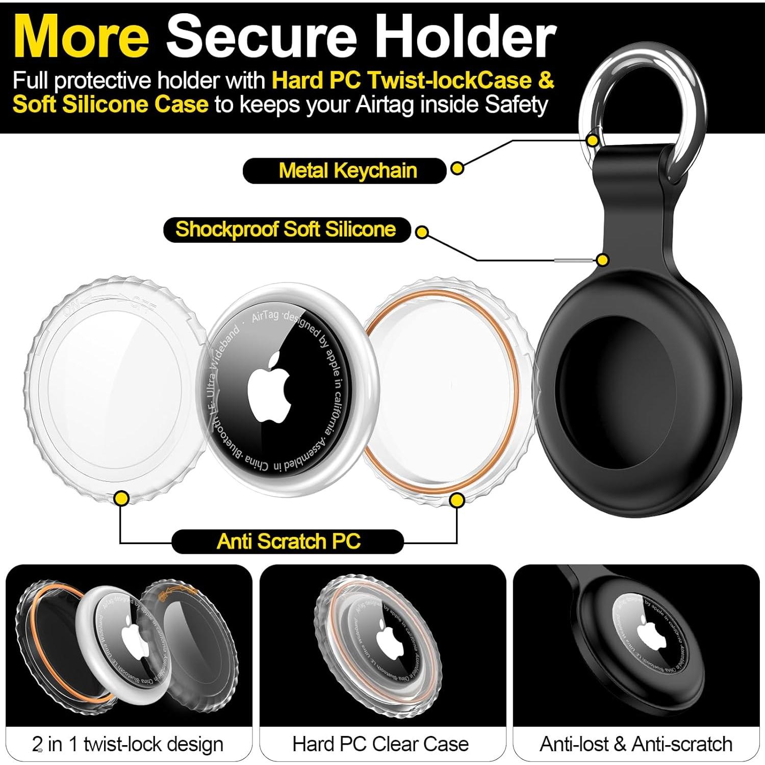 Funda Impermeable Lanteso para AirTag - Soporte Llavero GPS