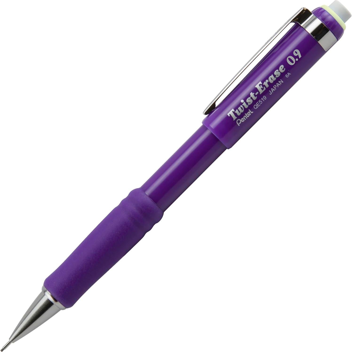 Lápiz Mecánico Pentel Twist-Erase III 0.9mm Violeta 4 Pzas