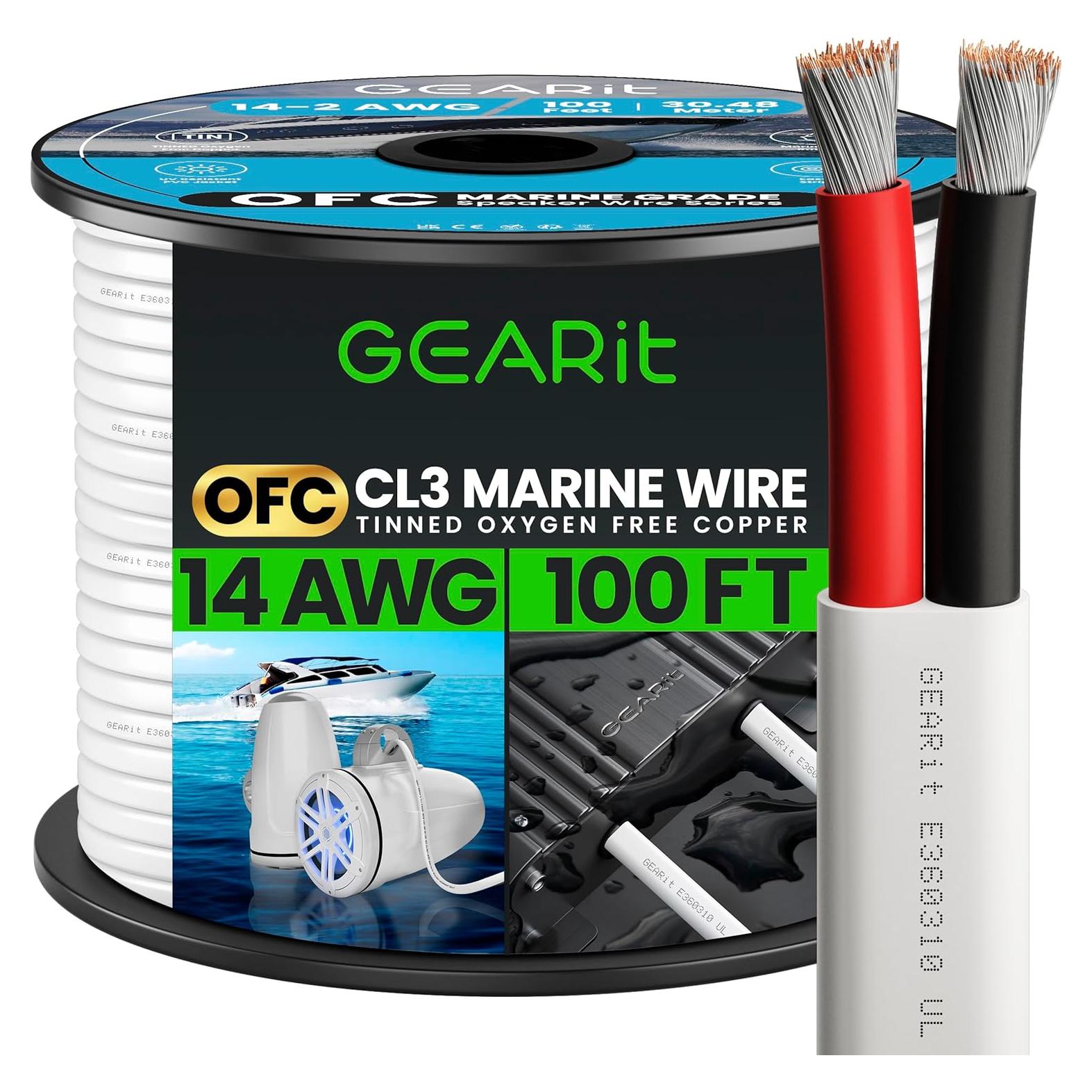 Cable Marino GEARit 14AWG 30,48m Cobre OFC Dúplex Blanco
