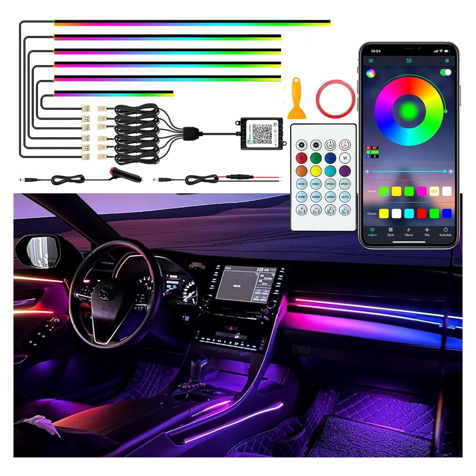 Luces LED Acrílicas RGB SAMGCHI para Carro Interior 6 en 1
