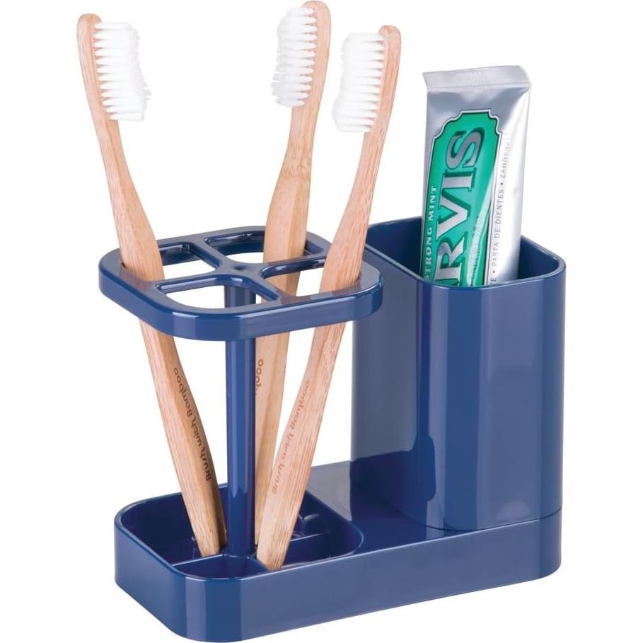 Soporte Portacepillos InterDesign Med+ Azul Marino 4 Compartimentos