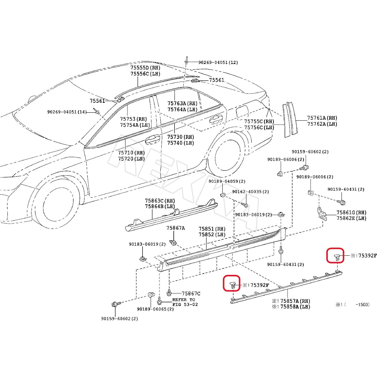 Clip de Moldura de Parachoques Toyota Lexus 10 Piezas