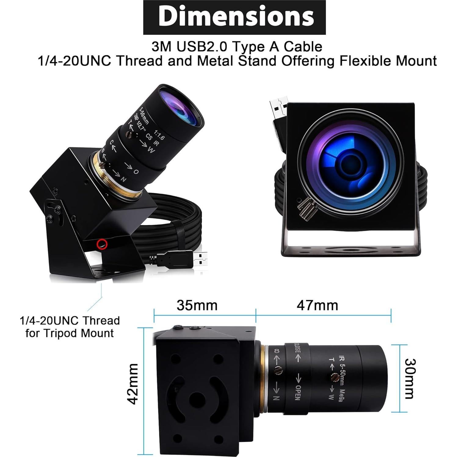 SVPRO Cámara USB 1080P con Lente 5-50mm y Zoom Manual