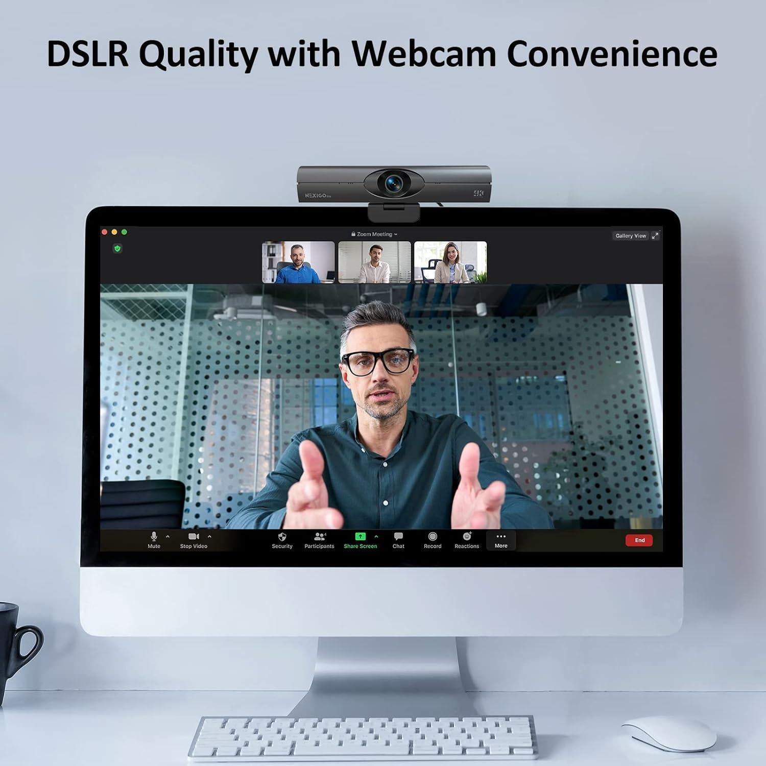 Webcam 4K NexiGo Iris con Sensor Sony, AI y Control Remoto