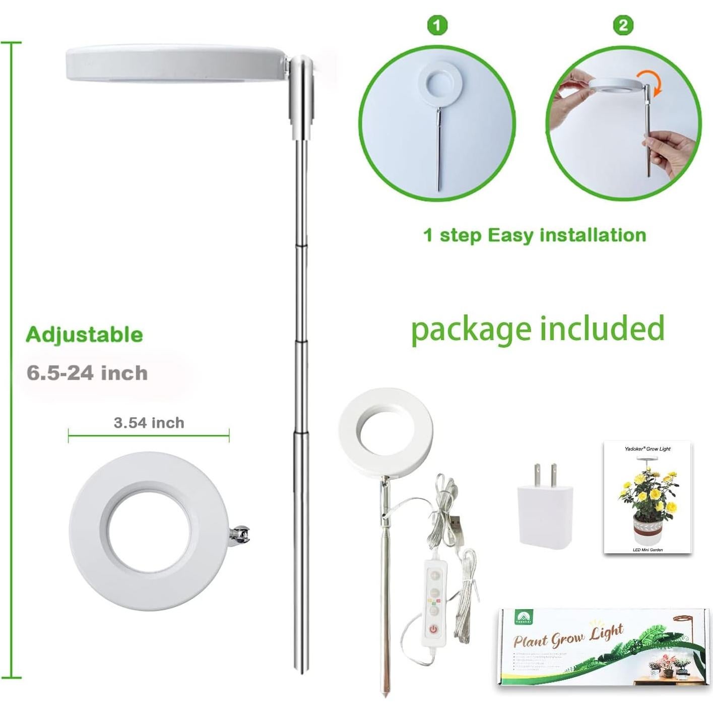 Luz de Crecimiento LED yadoker 5W Altura Ajustable 5V