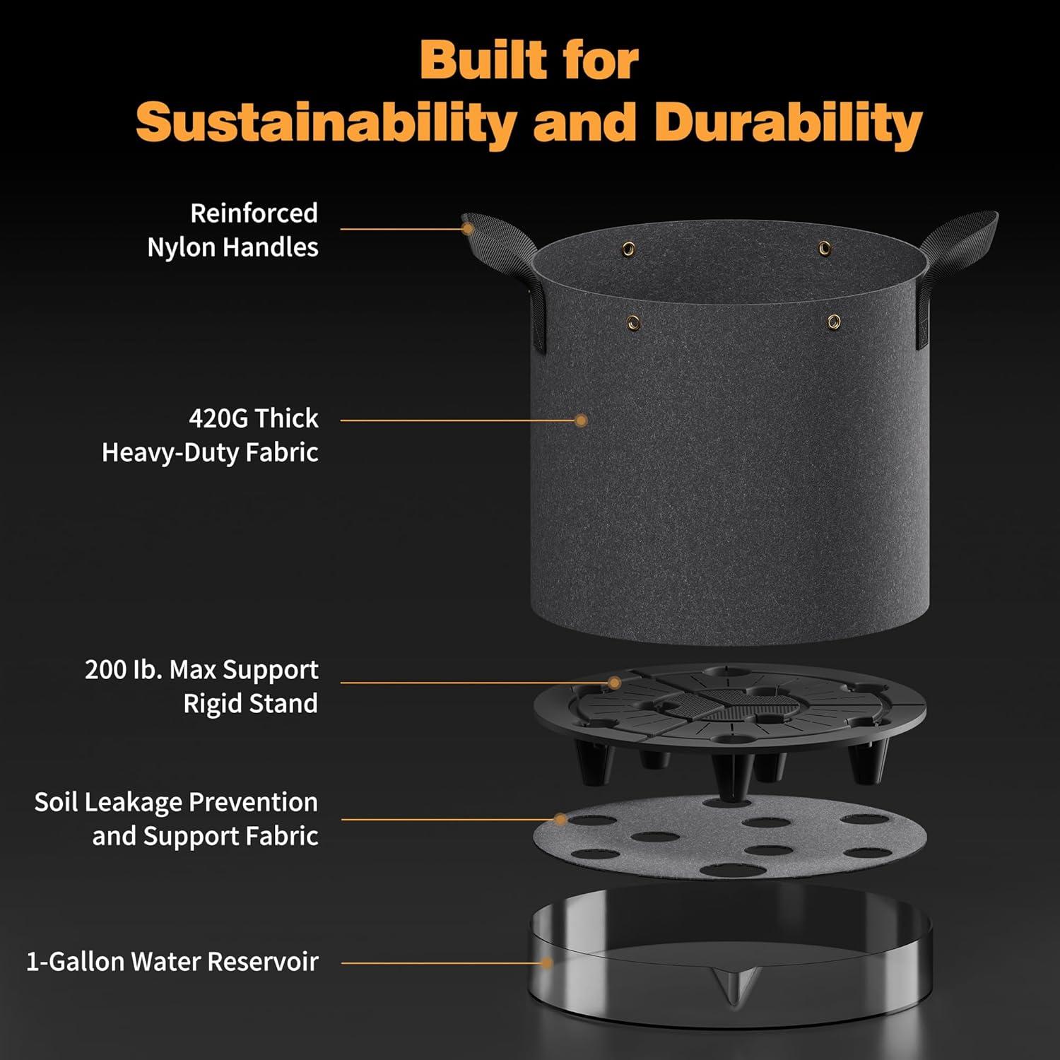 Bolsas de Cultivo Autorriego Patigrow 5 Galones 420G Tela