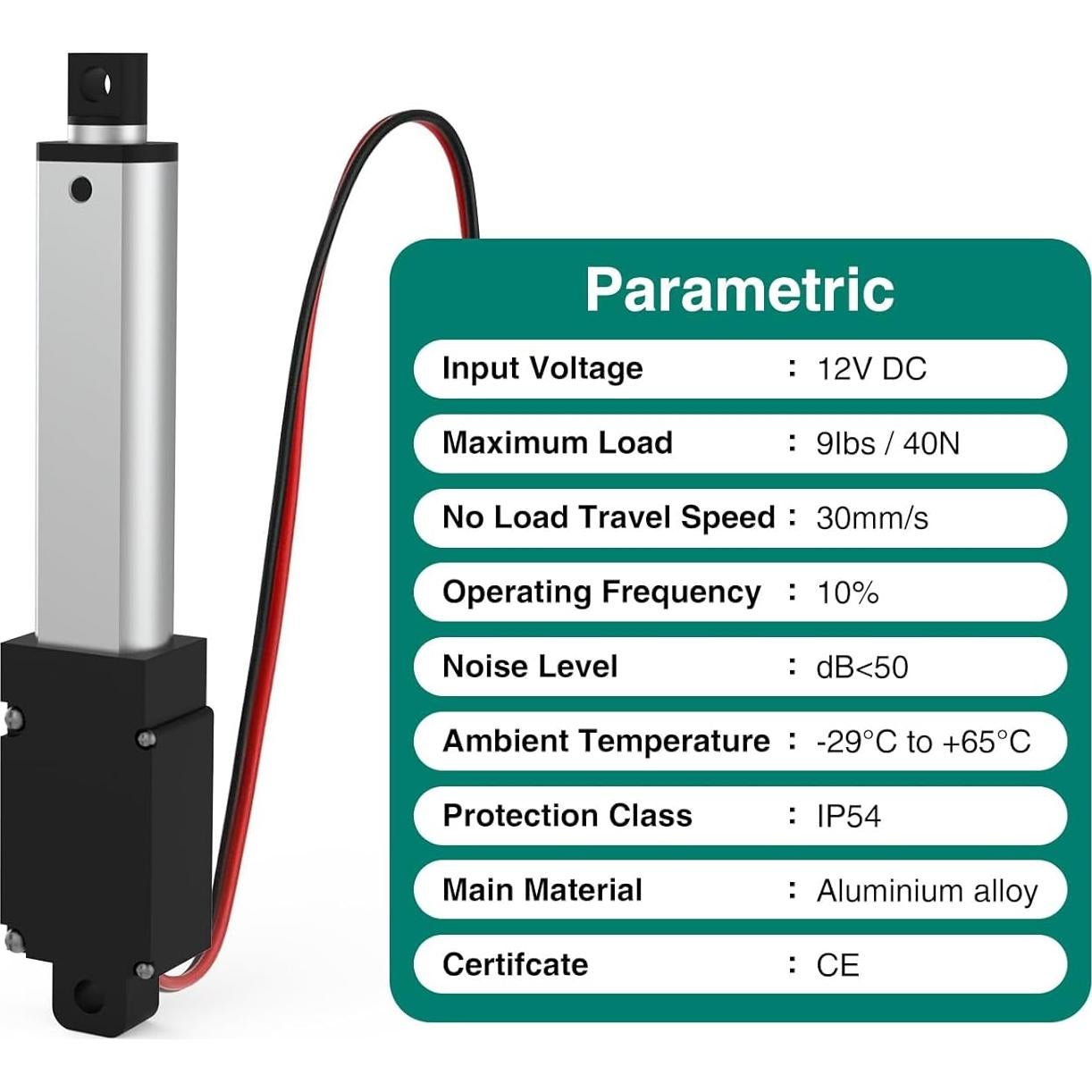 Actuador Lineal Mini RRTECHFORU 125mm 40N 12V Robótica