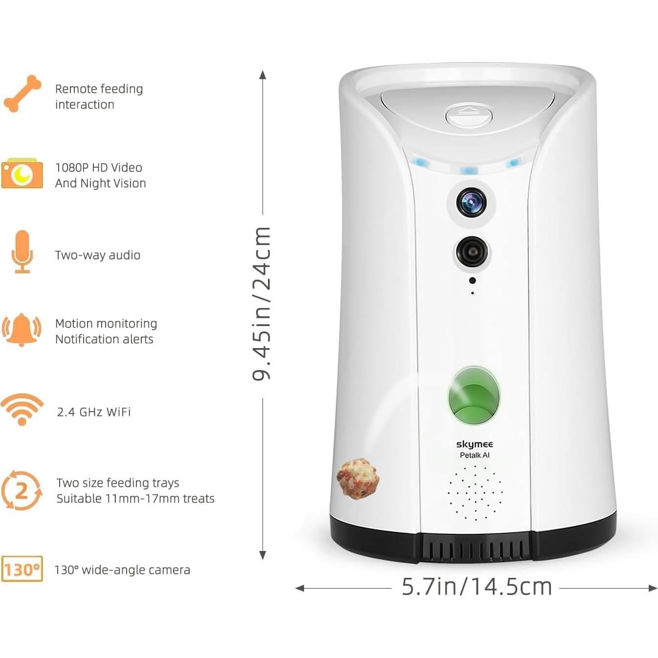 Dispensador de golosinas para perros Skymee con cámara 1080p