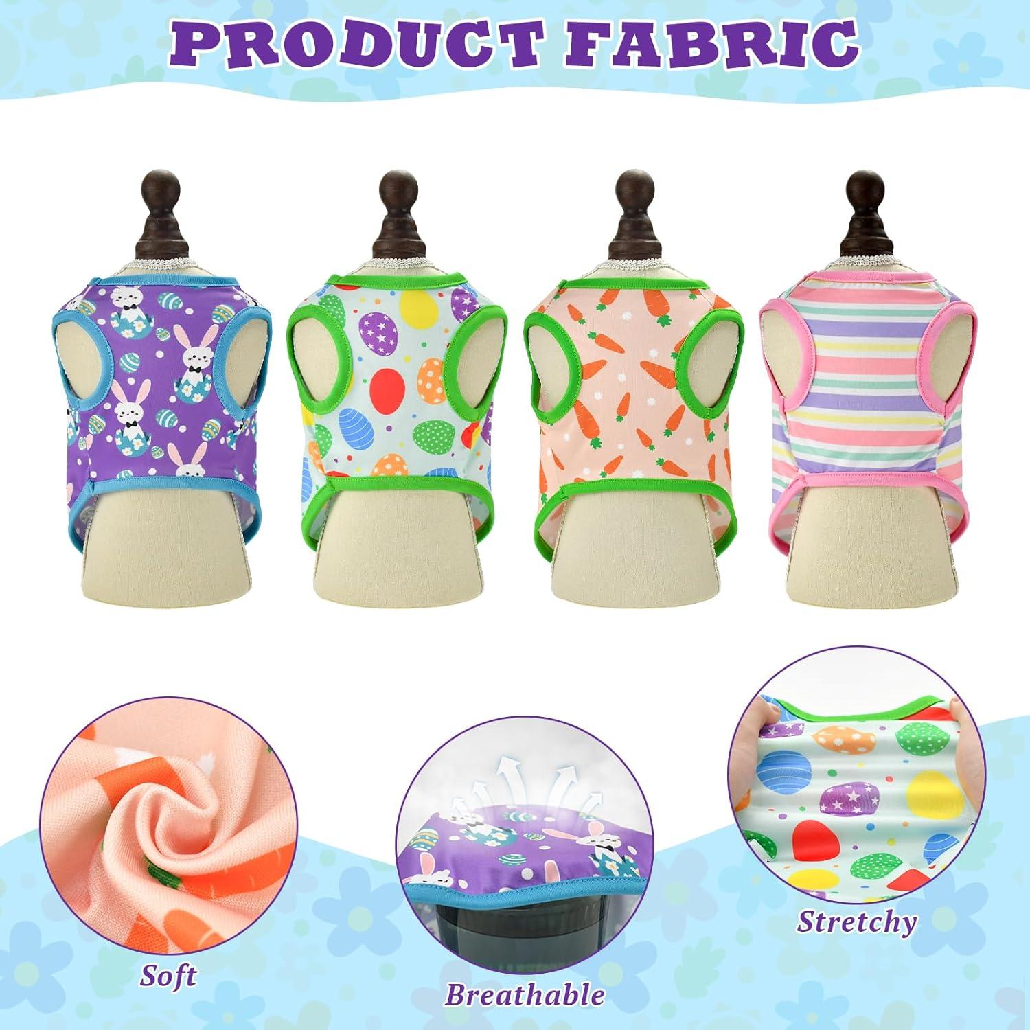 Camisetas de Perro Vehomy 4-Pack Pascua Conejo y Huevos L